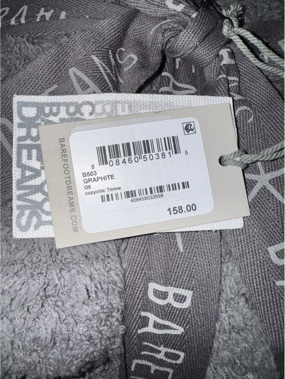 NEW Barefoot Dreams CozyChic Throw in Graphite 54” x 72” NWT MSRP $158